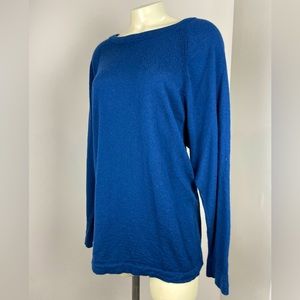 J. Jill Wearever Washable 100% Fine Merino Wool Blue Raglan Sweater